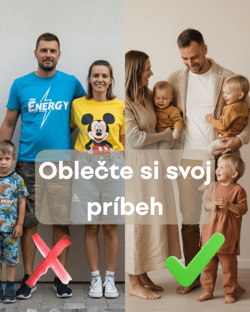 na fotke sú dve rodiny. Jedna je zladená na fotenie a druhá to až tak nezvládla.